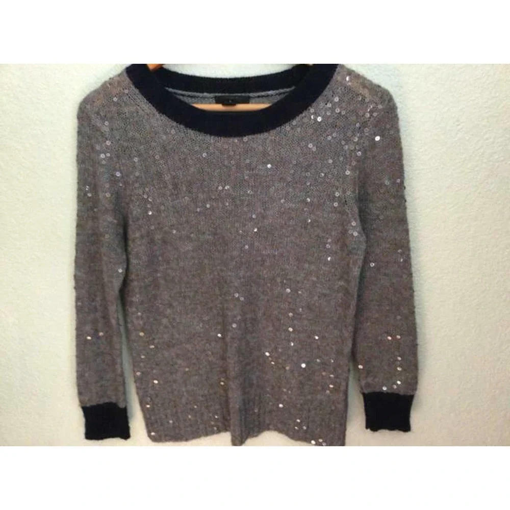 J. Crew Gray Sequins Wool Mohair Sweater‎ Small